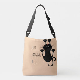 Gewoon wat cartoon van een zwarte kat. crossbody tas