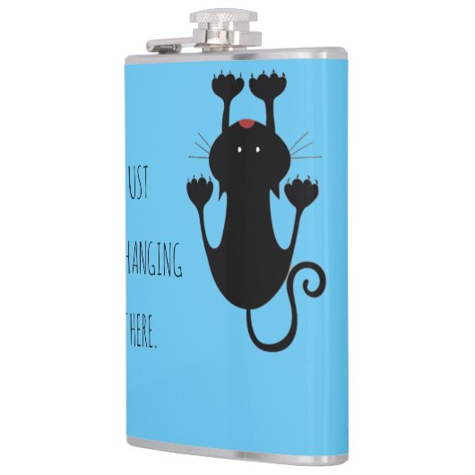 Gewoon wat cartoon van een zwarte kat. heupfles (Links)