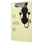 Gewoon wat cartoon van een zwarte kat. klembord (Links)