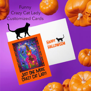 Gewoon weer een gekke kat dame heks Halloween Feestdagen Kaart
