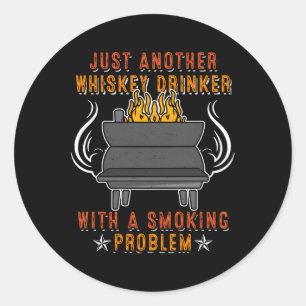 Gewoon weer een whisky drinker roken probleem Gril Ronde Sticker