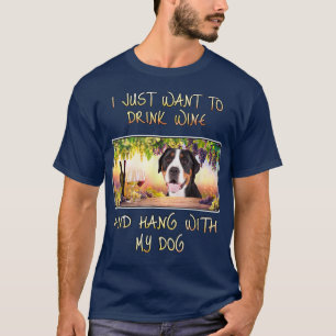 Gewoon wijn willen Drinken en meer Zwitsers Mou wi T-shirt