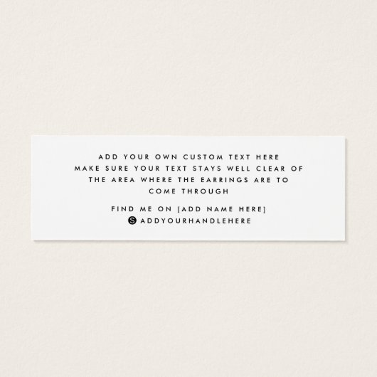 Gewoon witte, aangepaste logo met oorenkaart mini visitekaartjes (Achterkant)