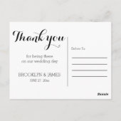 Gewoon witte bruiloft Dank je Briefkaart (Achterkant)