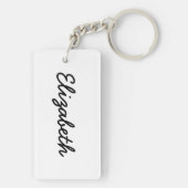 Gewoon witte vaste kleur Pas deze aan Sleutelhanger (achterkant)