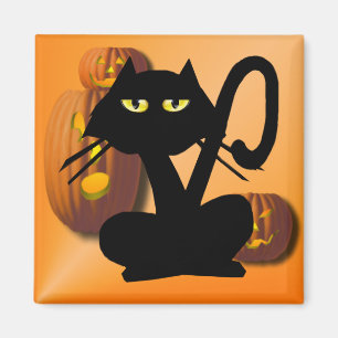 Gewoon zwart Kat Halloween Magnet Magneet