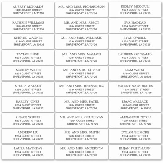 Gewoon zwart op witte Adresetiketten voor bruiloft Sticker (Voorkant)