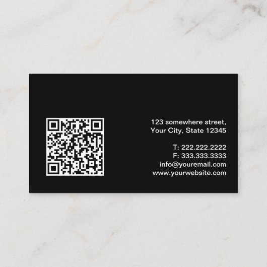 Gewoon zwart QR Code Video Editor Visitekaartje (Achterkant)