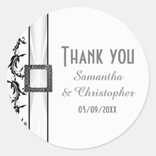 Gewoon zwart-wit gezicht bedankt ronde sticker