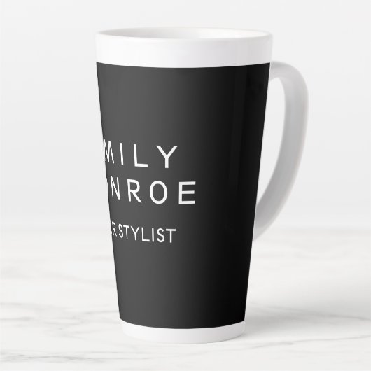 Gewoon zwart-wit, modern minimalistisch latte mok (Rechterhoek)