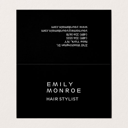 Gewoon zwart-wit, modern minimalistisch visitekaartjes (Buitenkant ongevouwen)