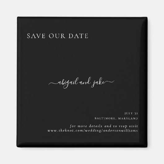 Gewoon zwarte bruiloft Bewaar onze datum Magneet (Voorkant)