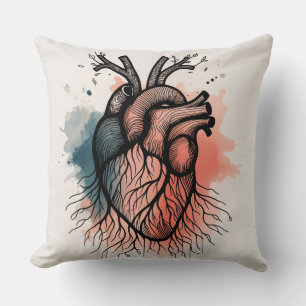Geworteld hart - Minimal Soulful Sketch Kussen