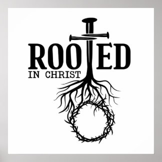 Geworteld in Christ Scripture Cross Christelijk Ve Poster