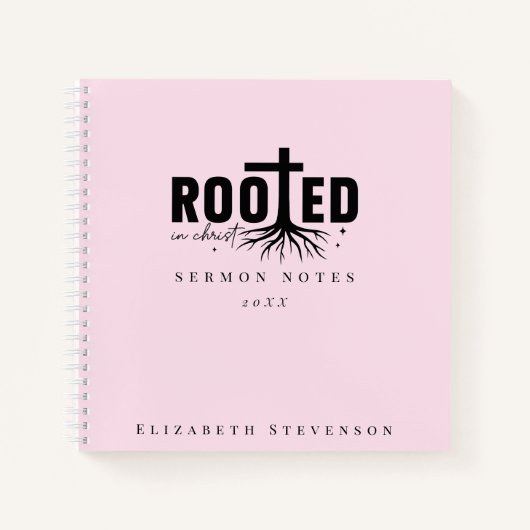 Geworteld in Christus Blush Roze Bergrede Notities Notitieboek (Voorkant)