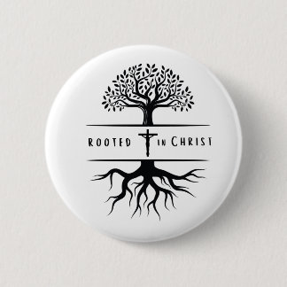 Geworteld in Christus Ronde Button 5,7 Cm