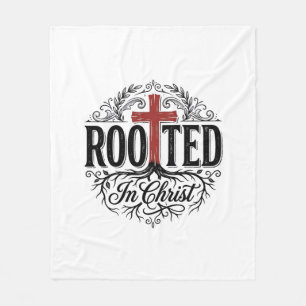 Geworteld in Christus Vintage Christelijk Kruis De Fleece Deken