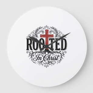 Geworteld in Christus Vintage Christelijk Kruis De Grote Klok