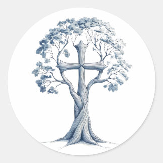 Geworteld in Genade Kruis Boom Sticker