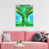 Geworteld in Love Tree Christelijk Art Neon Green  Canvas Afdruk (Insitu (Woonkamer))
