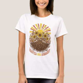 Gewortelde En Stralende Vintage Botanische Boom T-shirt