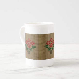 Gewoven Rode Poinsettia Porselein Kop