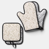 Gewoven witte mandvlecht Bruidsdouche Ovenwant & Pannenlap Set (Voorkant / Achterkant)