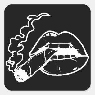 Gewrichtsdruppellippen, druipende lippen onkruid vierkante sticker