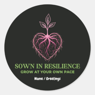 Gezaaid in Veerkracht Natuur Hart Kiem Mindful Ronde Sticker