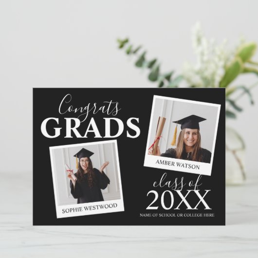 Gezamenlijk Afstuderen | 2 Fotouitnodiging Kaart (Staand voorkant)