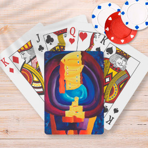 Gezamenlijk moderne portret schilderkunst van een pokerkaarten
