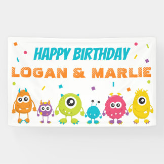 Gezamenlijk Monster Verjaardag Party teken Spandoek