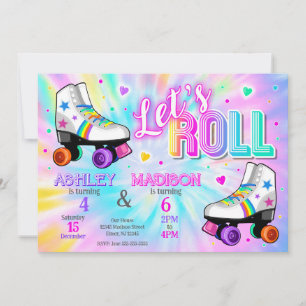 Gezamenlijk roller skating verjaardagsfeestje Tie Kaart