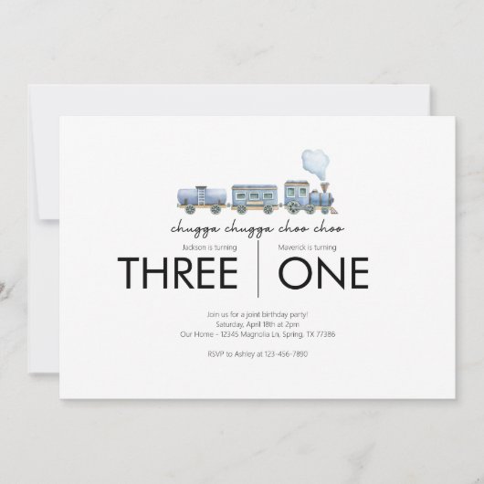 Gezamenlijk verjaardagsfeestje - Trein thema Kaart (Voorkant)