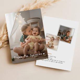 Gezamenlijke broer of zus foto dubbele verjaardags kaart