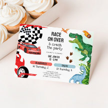 Gezamenlijke Dinosaur & Race Auto's Verjaardagsfee