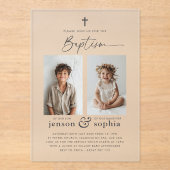 Gezamenlijke doop 2 Fotouitnodiging Acryl Uitnodigingen (Voorkant)