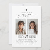 Gezamenlijke Eerste Heilige Communie 2 Fotouitnodi Kaart (Voorkant)