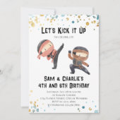 Gezamenlijke Ninja broers en zussen Dual verjaarda Kaart (Voorkant)