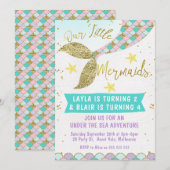 Gezamenlijke of tweeling Mermaid Tail Birthday-uit Kaart (Voorkant / Achterkant)