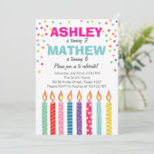 Gezamenlijke tweeledige uitnodiging voor verjaarda (Staand voorkant)