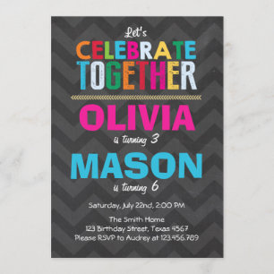 Gezamenlijke tweeledige verjaardagsuitnodiging Boy Kaart