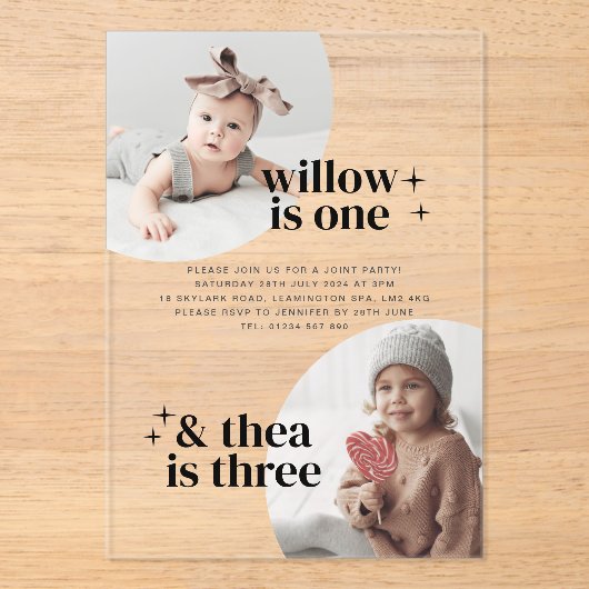 Gezamenlijke uitnodiging van de verjaardag met Arc Acryl Uitnodigingen (Voorkant)