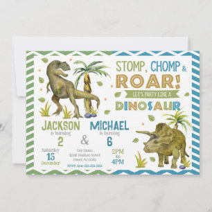 Gezamenlijke verjaardagsuitnodiging voor dinosauru kaart