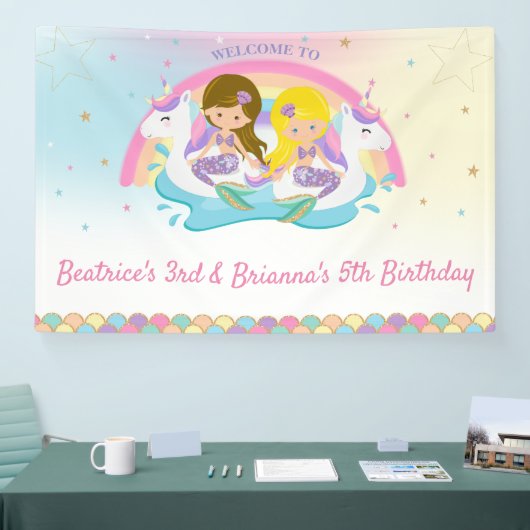 Gezamenlijke Zeemeerminnen en Eenhoorn Pool Verjaa Spandoek (Beurs)