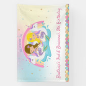 Gezamenlijke Zeemeerminnen en Eenhoorn Pool Verjaa Spandoek (Verticaal)