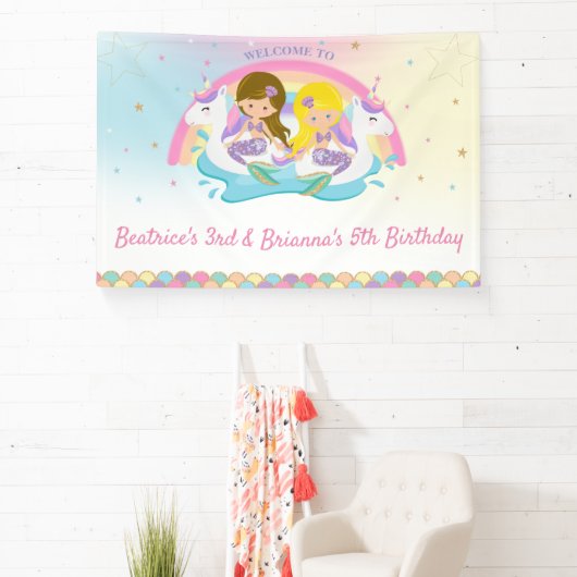 Gezamenlijke Zeemeerminnen en Eenhoorn Pool Verjaa Spandoek (Insitu)