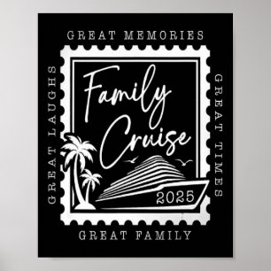Gezamilyke Cruise 2025 Reis Retro Stempel Familie  Poster