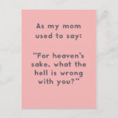 Gezegden: Wat is er mis met jou? Briefkaart (Voorkant)