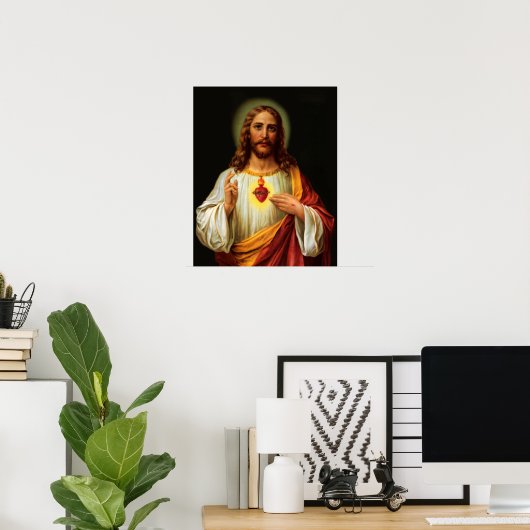 Gezegeld hart van Jezus 2 Afdrukken Poster (Thuiskantoor)